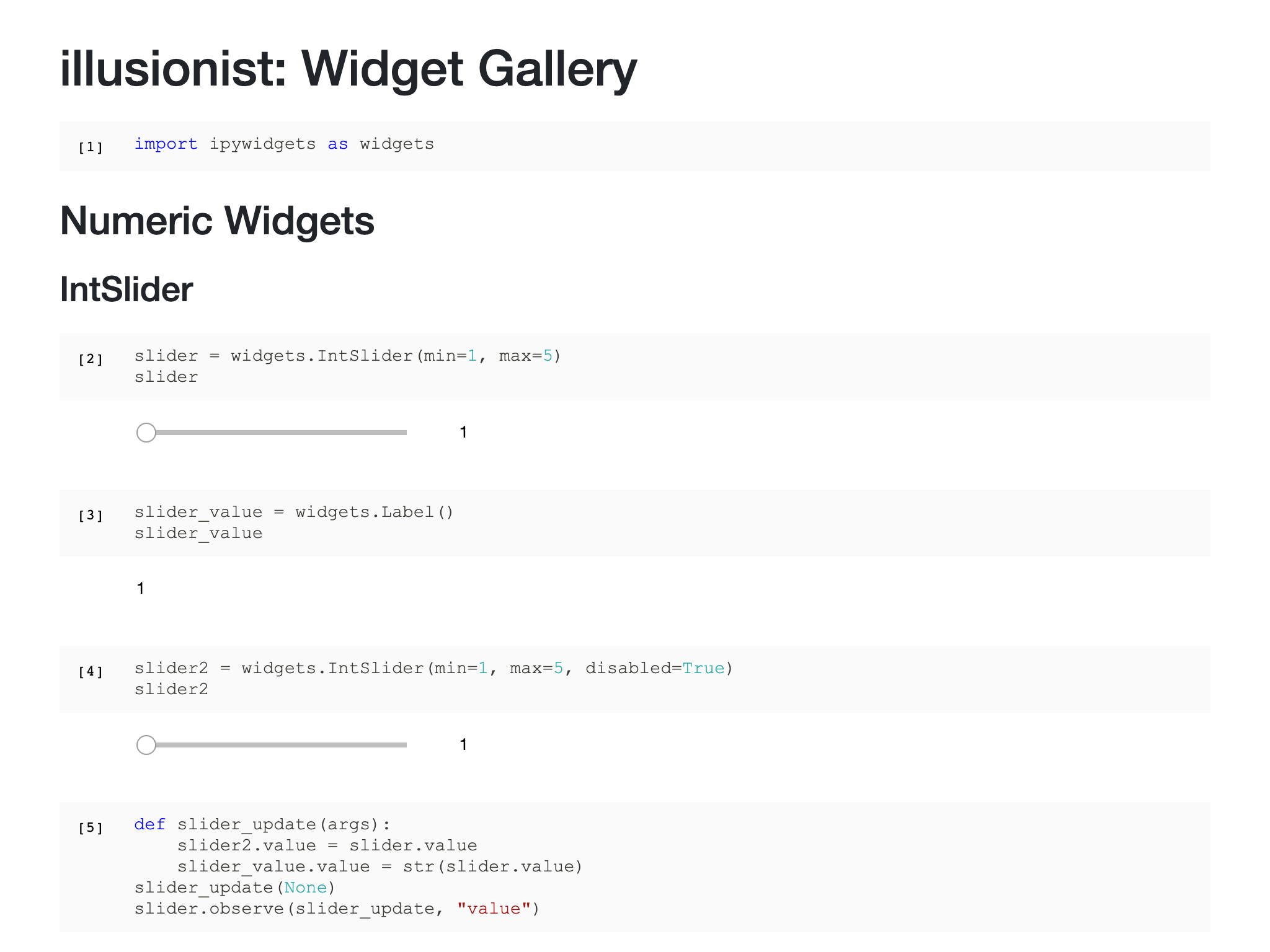 Widget gallery notebook